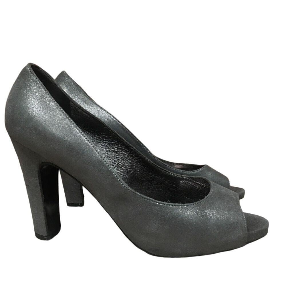 Max Mara Grey Pumps Max Mara Made in Italy Heels Sz 38 US 8 Peep Toe Pumps